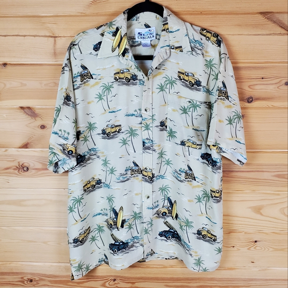Sun Casuals Hawaiian Short Sleeve Shirt Size‎ Large